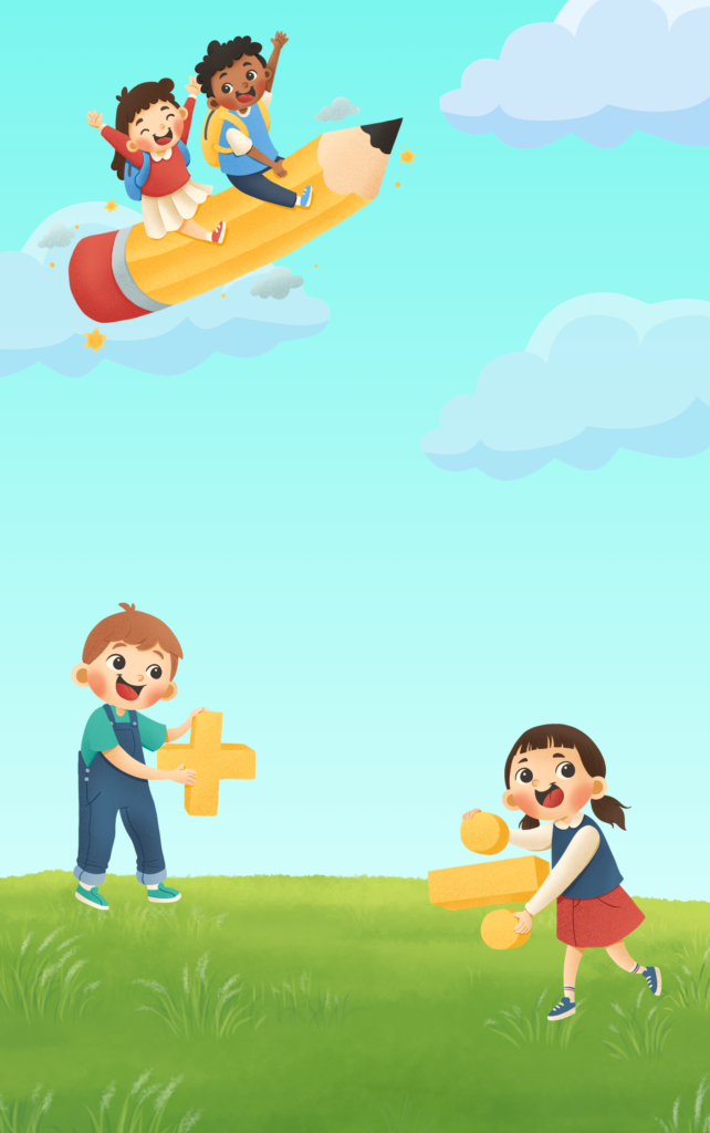yellow and orange playful fun math book cover